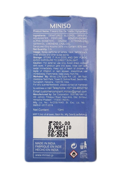 Miniso Freeland Perfume - Highgarden (13ml/0.44fl.oz)