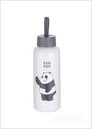 Miniso We Bare Bears - Glass Water Bottle 300ml (Grey)