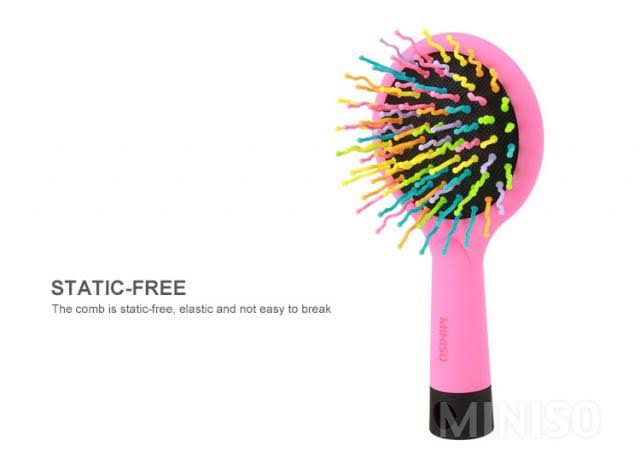 Miniso Rainbow Hairbrush with Mirror (Pink)