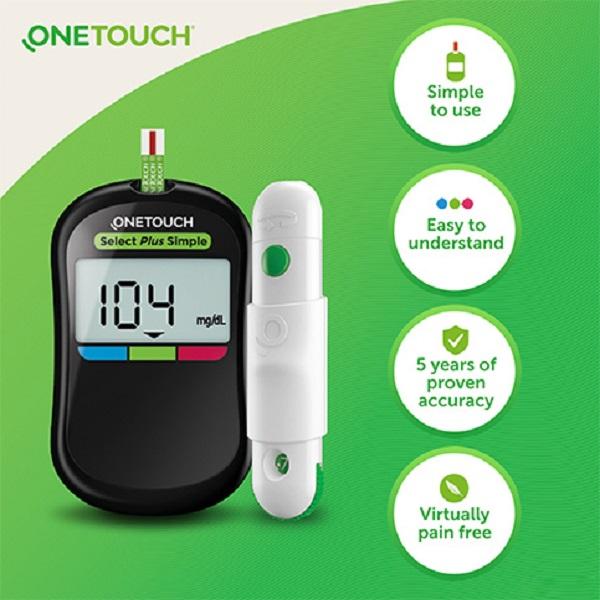 OneTouch Select Plus Simple Blood Glucose Monitoring System (Free 10 Test Strips + Lancing Device + 10 Lancets)