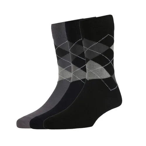 Miniso Men's Diamond Men's Long Socks 2 Pairs (Black)