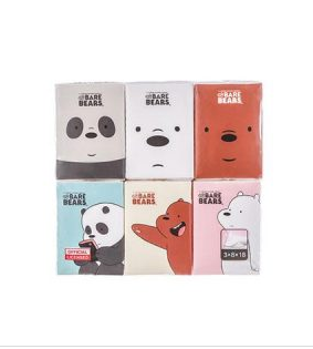 Miniso We Bare Bears Simple Tissues 18 Packs(8 sheets per pack)